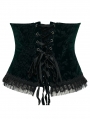 Black and Green Gorgeous Velvet Gothic Printing Underbust Corset Waistband