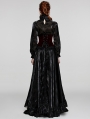Black and Red Gorgeous Velvet Gothic Printing Underbust Corset Waistband