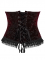Black and Red Gorgeous Velvet Gothic Printing Underbust Corset Waistband