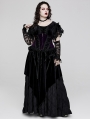 Black and Violet Gorgeous Velvet Gothic Printing Underbust Corset Waistband