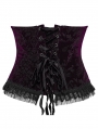 Black and Violet Gorgeous Velvet Gothic Printing Underbust Corset Waistband