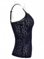 Black and Violet Gothic Leopard Print Camisole for Women