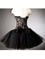 Black Lace and Tulle Gothic Burlesque Corset Prom Party Dress