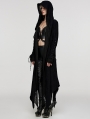 Black Gothic Decadent Layered Hooded Long Trench Coat for Women