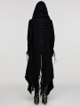 Black Gothic Decadent Layered Hooded Long Trench Coat for Women