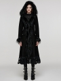 Black Gothic Gorgeous Fur Long Hooded Winter Coat for Women