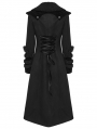 Black Vintage Gothic Single Breasted Lapel Long Coat for Women