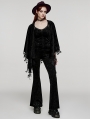 Black Gothic Embossed Velvet Tassel Shawl for Women