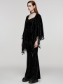 Black Gothic Embossed Velvet Tassel Shawl for Women