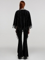 Black Gothic Embossed Velvet Tassel Shawl for Women