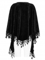 Black Gothic Embossed Velvet Tassel Shawl for Women