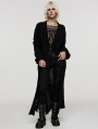 Black Gothic Asymmetric Side Slit Loose Long Cardigan for Women