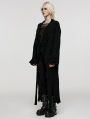 Black Gothic Asymmetric Side Slit Loose Long Cardigan for Women