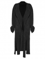 Black Gothic Asymmetric Side Slit Loose Long Cardigan for Women