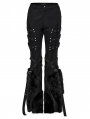 Women's Black Gothic Punk Fur Straight Fit Pants with Detachable Knee Loops