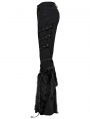 Women's Black Gothic Punk Fur Straight Fit Pants with Detachable Knee Loops