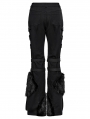 Women's Black Gothic Punk Fur Straight Fit Pants with Detachable Knee Loops