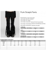 Women's Black Gothic Punk Fur Straight Fit Pants with Detachable Knee Loops