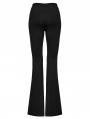 Black Gothic Punk Pattern Slim Fit Flared Trousers for Women