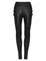 Black Gothic Punk Cross Eyelet Leggings for Women