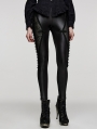 Black Gothic Symmetrical Ruffled Lace Trim Leggings for Women