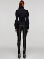 Black Gothic Symmetrical Ruffled Lace Trim Leggings for Women