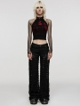 Black Gothic Punk Decadent Splicing Wide Leg Trousers for Women