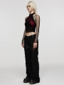 Black Gothic Punk Decadent Splicing Wide Leg Trousers for Women