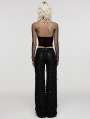Black Gothic Punk Decadent Splicing Wide Leg Trousers for Women
