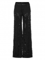 Black Gothic Punk Decadent Splicing Wide Leg Trousers for Women