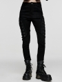 Black Gothic Punk Segmental Tapered Cage Pants for Women