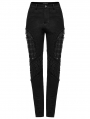 Black Gothic Punk Segmental Tapered Cage Pants for Women