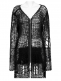 Black Gothic Punk Distressed Cardigan Sweater for Women