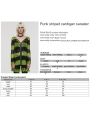 Black and Green Gothic Punk Striped Distressed Cardigan Sweater for Women
