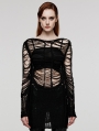 Black Gothic Punk Decadent Sexy Hollow Out Long Sweater for Women