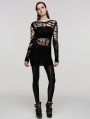 Black Gothic Punk Decadent Sexy Hollow Out Long Sweater for Women