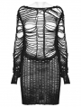 Black Gothic Punk Decadent Sexy Hollow Out Long Sweater for Women