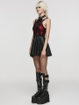 Black and Red Gothic Punk Sexy Spider Web Short Dress