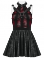 Black and Red Gothic Punk Sexy Spider Web Short Dress