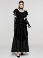 Black Gothic Velvet Pointed Dress with Detachable Lace Gloves