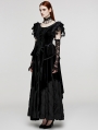 Black Gothic Velvet Pointed Dress with Detachable Lace Gloves