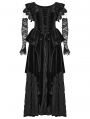 Black Gothic Velvet Pointed Dress with Detachable Lace Gloves