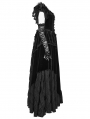 Black Gothic Velvet Pointed Dress with Detachable Lace Gloves