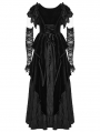 Black Gothic Velvet Pointed Dress with Detachable Lace Gloves