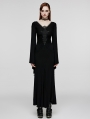 Black Gothic Elegant Sexy V-Neck Lace Applique Long Party Dress