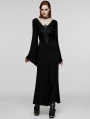 Black Gothic Elegant Sexy V-Neck Lace Applique Long Party Dress