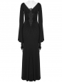Black Gothic Elegant Sexy V-Neck Lace Applique Long Party Dress