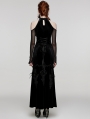 Black Gothic Elegant Velvet Sexy Halter Cold Shoulder Long Party Dress