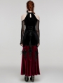 Black and Red Gothic Elegant Velvet Sexy Halter Cold Shoulder Long Party Dress