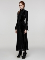 Black Vintage Gothic Ruffled Long Sleeve Velvet Dress